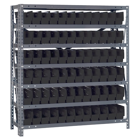 Quantum Storage Systems Steel Shelving with plastic bins 1239-100BK